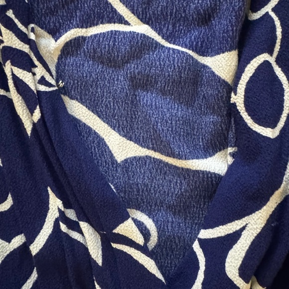 Vintage H&M Navy indigo purple and White faux Wrap floral A line Dress - Picture 5 of 7